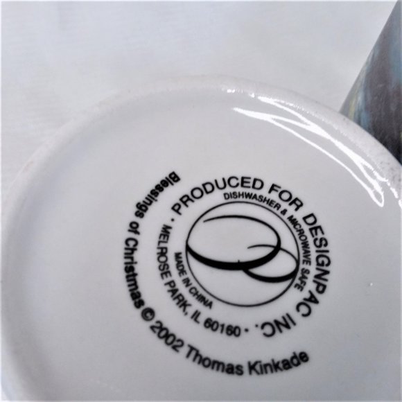 Mugs Coffee 2 Thomas Kinkade Christmas Blessings 2002 & 2011 Winter Holiday Cup - Picture 3 of 5